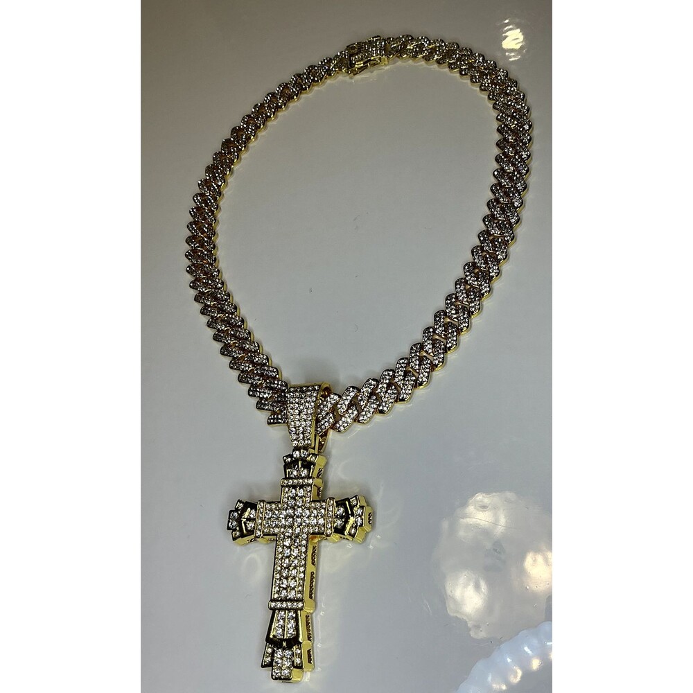New Necklace Cross Pendant Hip Hop Iced Out CZ Women Teen Men Jewelry Chain